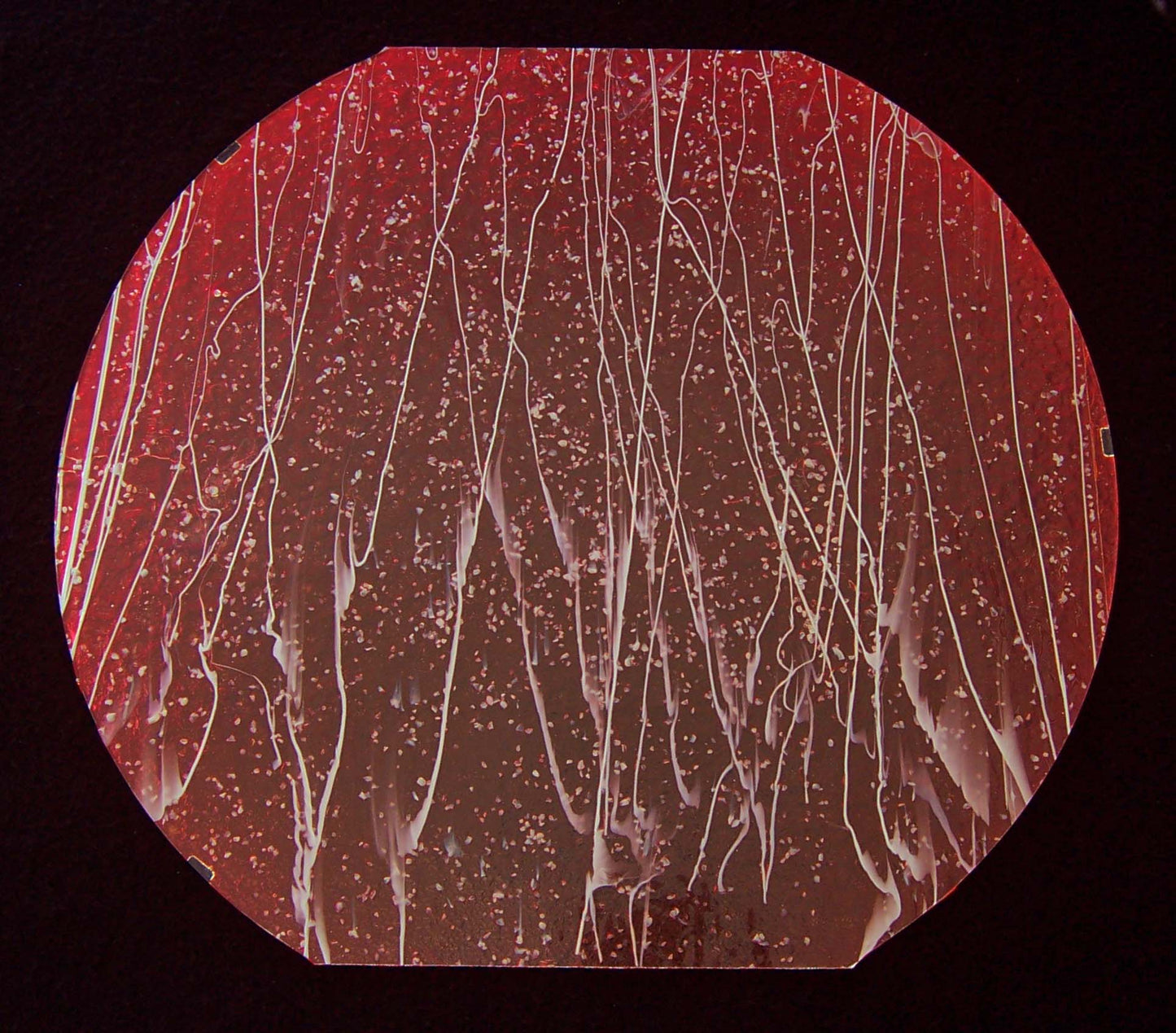 Mardi Gras Pattern Cyan/Dark Red Dichroic COE 96